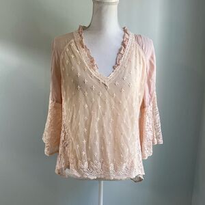 Hazel Sheer Peach Hi-Lo Blouse